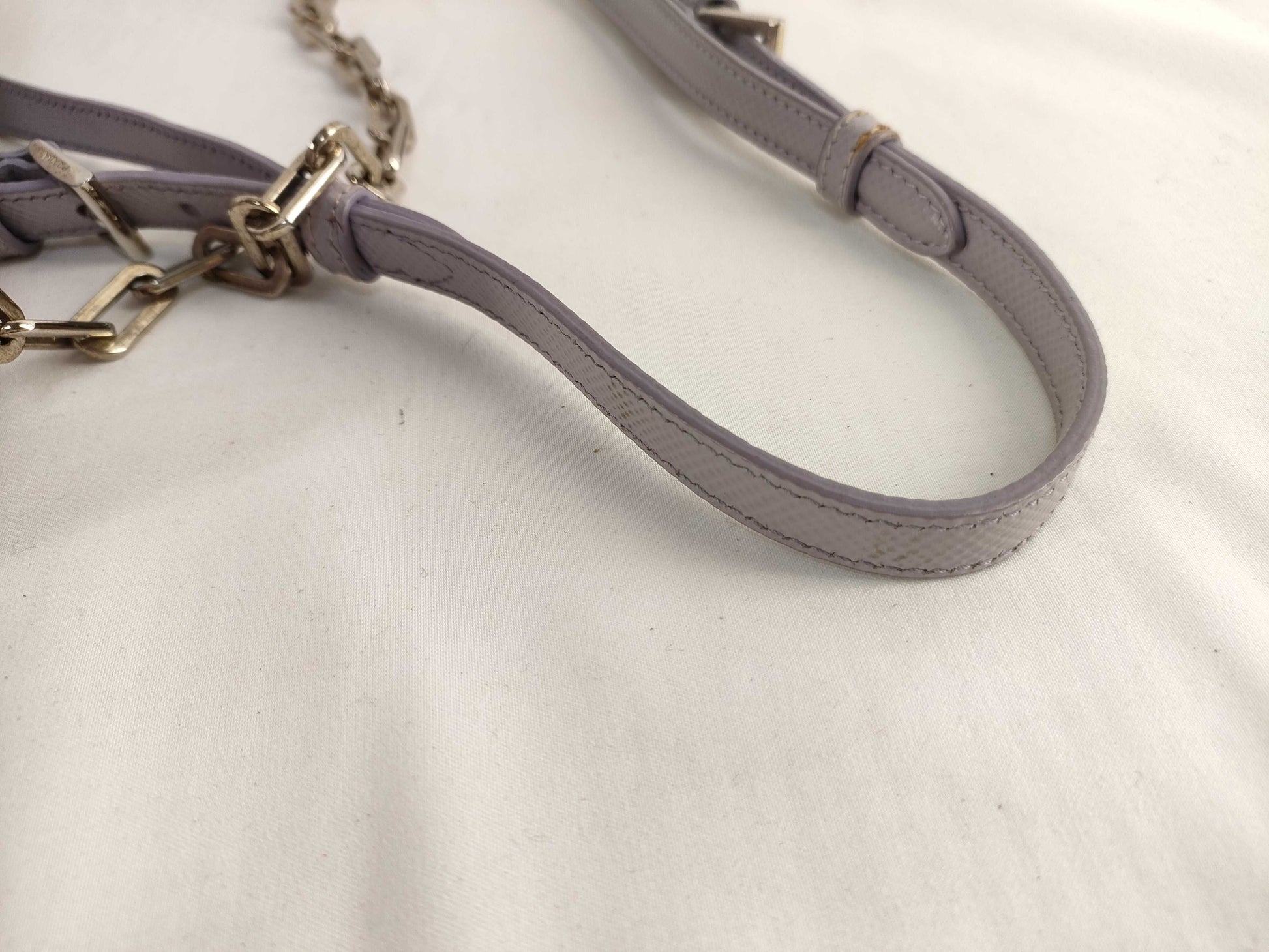 PRADA Prada Leather Chain Shoulder Bag Gray Shoulder Bag