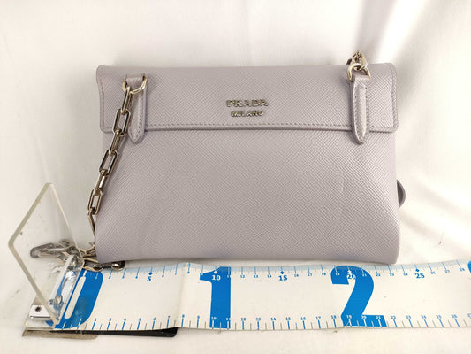 PRADA Prada Leather Chain Shoulder Bag Gray Shoulder Bag