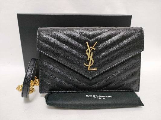 SAINT LAURENT Yves Saint Laurent Caviar Leather Chain Shoulder Bag with YSL Hardware