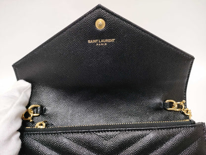 SAINT LAURENT Yves Saint Laurent Caviar Leather Chain Shoulder Bag with YSL Hardware