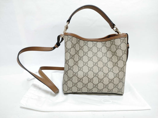 GUCCI GG Supreme 815118 520981/GG Emblem Small Bucket Shoulder Bag