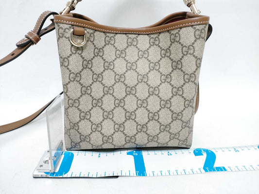GUCCI GG Supreme 815118 520981/GG Emblem Small Bucket Shoulder Bag