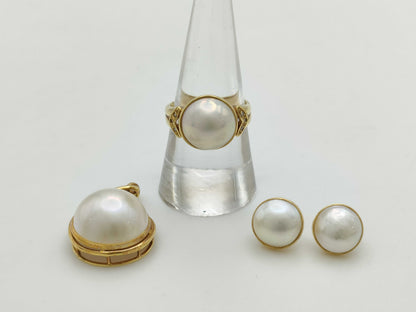 Mabe pearl diameter approximately 10.0-16.2mm D0.04ct K18 12.7g Other small items 