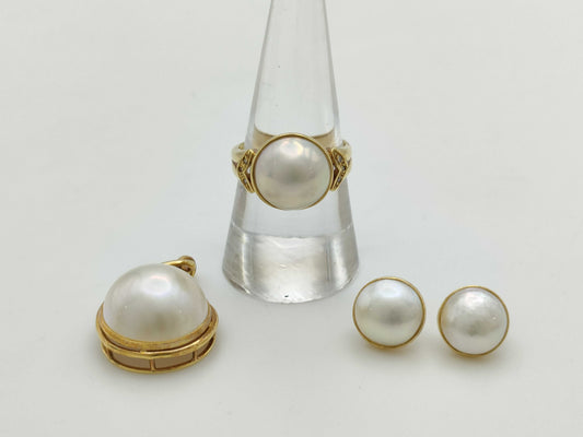 Mabe pearl diameter approximately 10.0-16.2mm D0.04ct K18 12.7g Other small items 