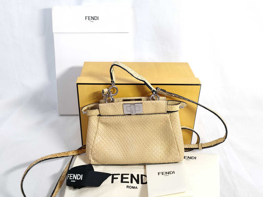 FENDI Peekaboo Python Handbag