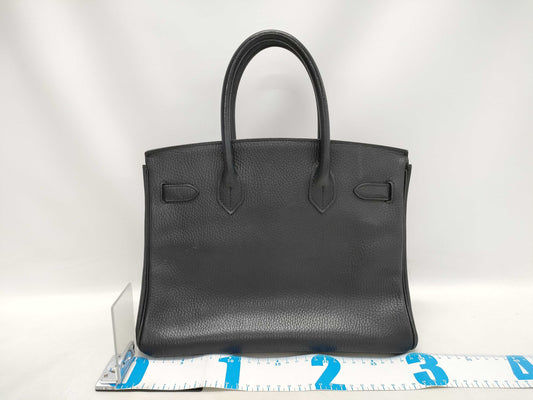 HERMES Birkin 30 Ardennes Black GP Hardware C Stamp 2 Keys Padlock Cloche Dust Bag Handbag