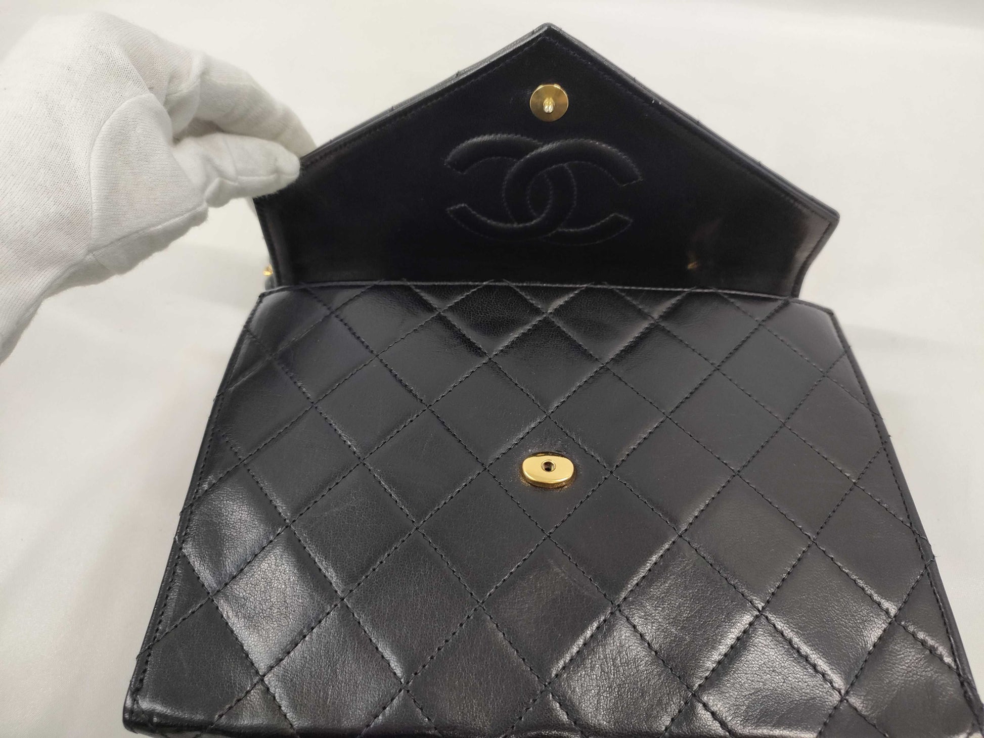 CHANEL Matelasse Large Coco Mark Push Lock Chain Shoulder Bag with Sticker and Card Holder