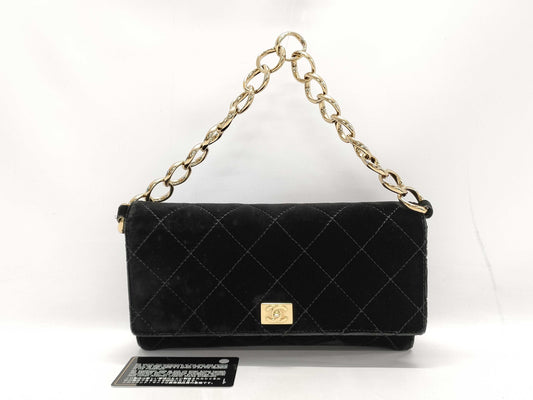 CHANEL Velvet Coco Mark Chain Party Bag with Sticker and Card