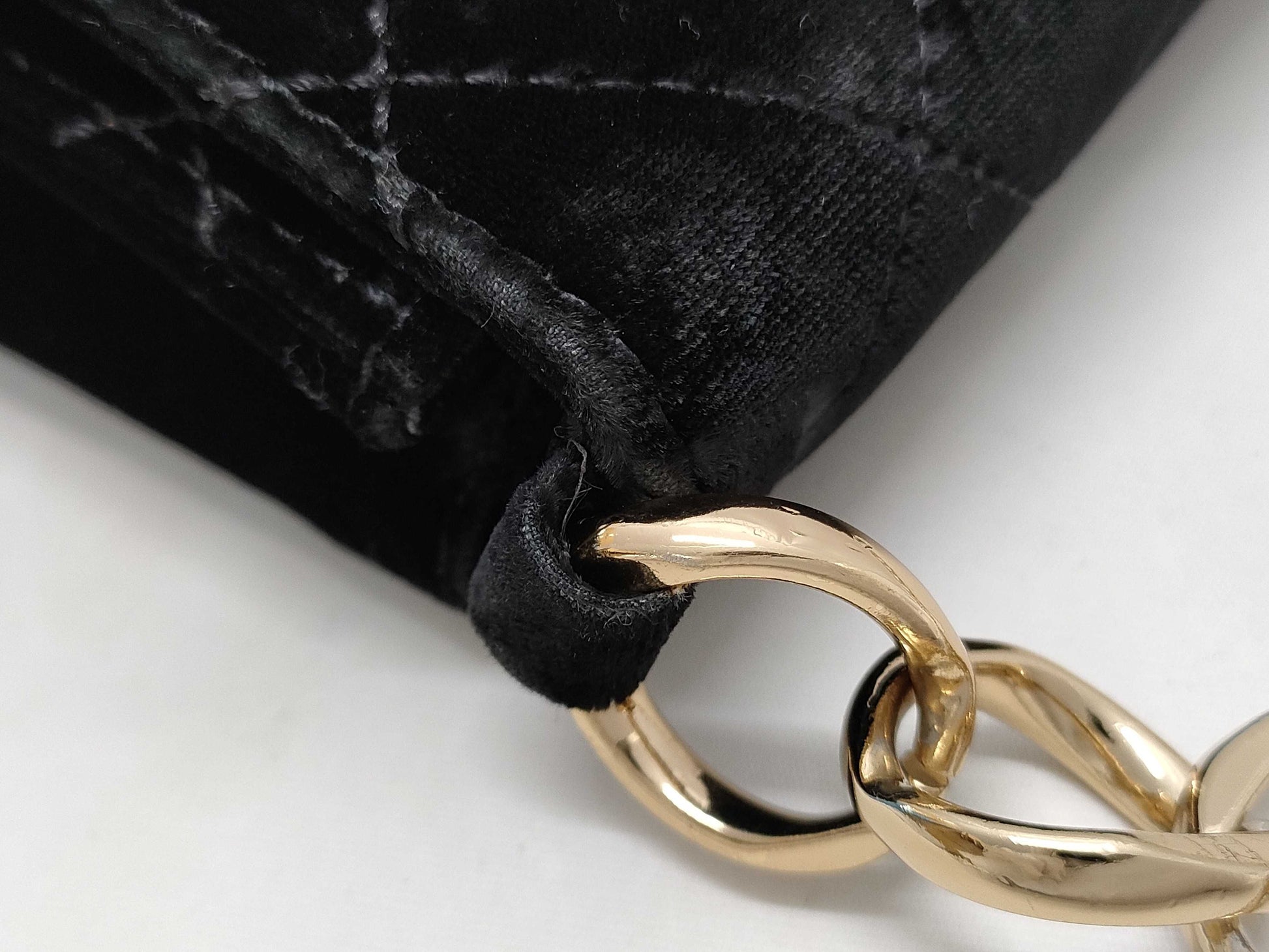 CHANEL Velvet Coco Mark Chain Party Bag with Sticker and Card