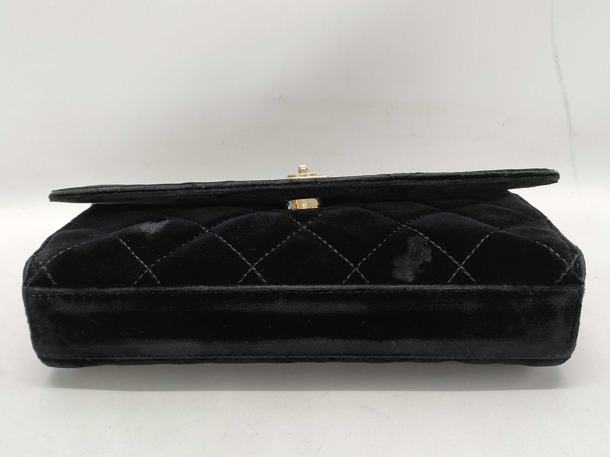 CHANEL Velvet Coco Mark Chain Party Bag with Sticker and Card