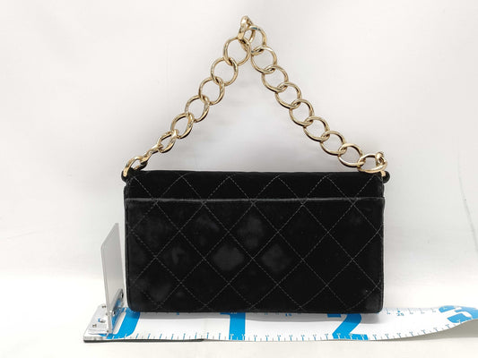 CHANEL Velvet Coco Mark Chain Party Bag with Sticker and Card