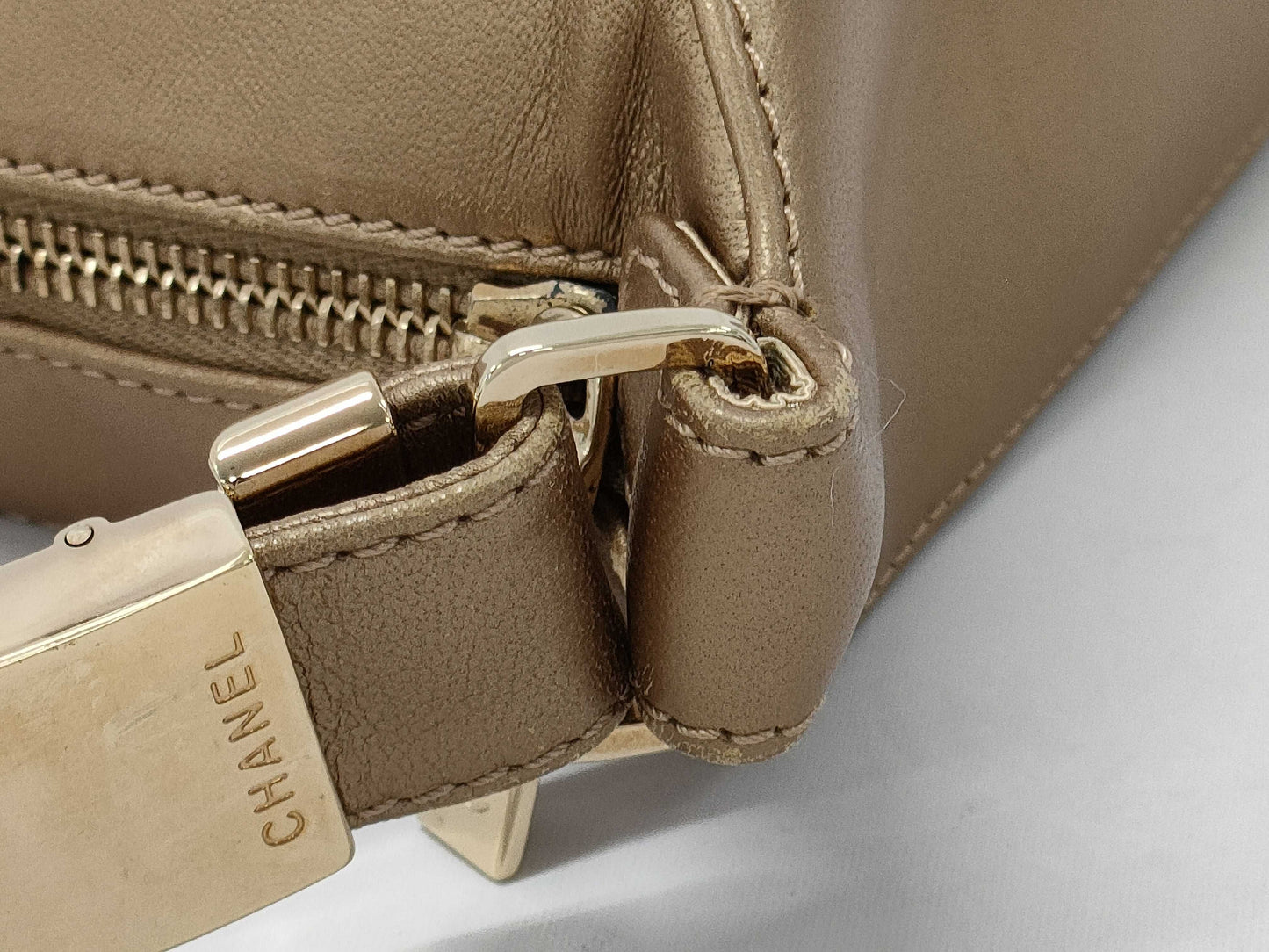 CHANEL Chocolate Bar One-Shoulder Bag with Gold Seal