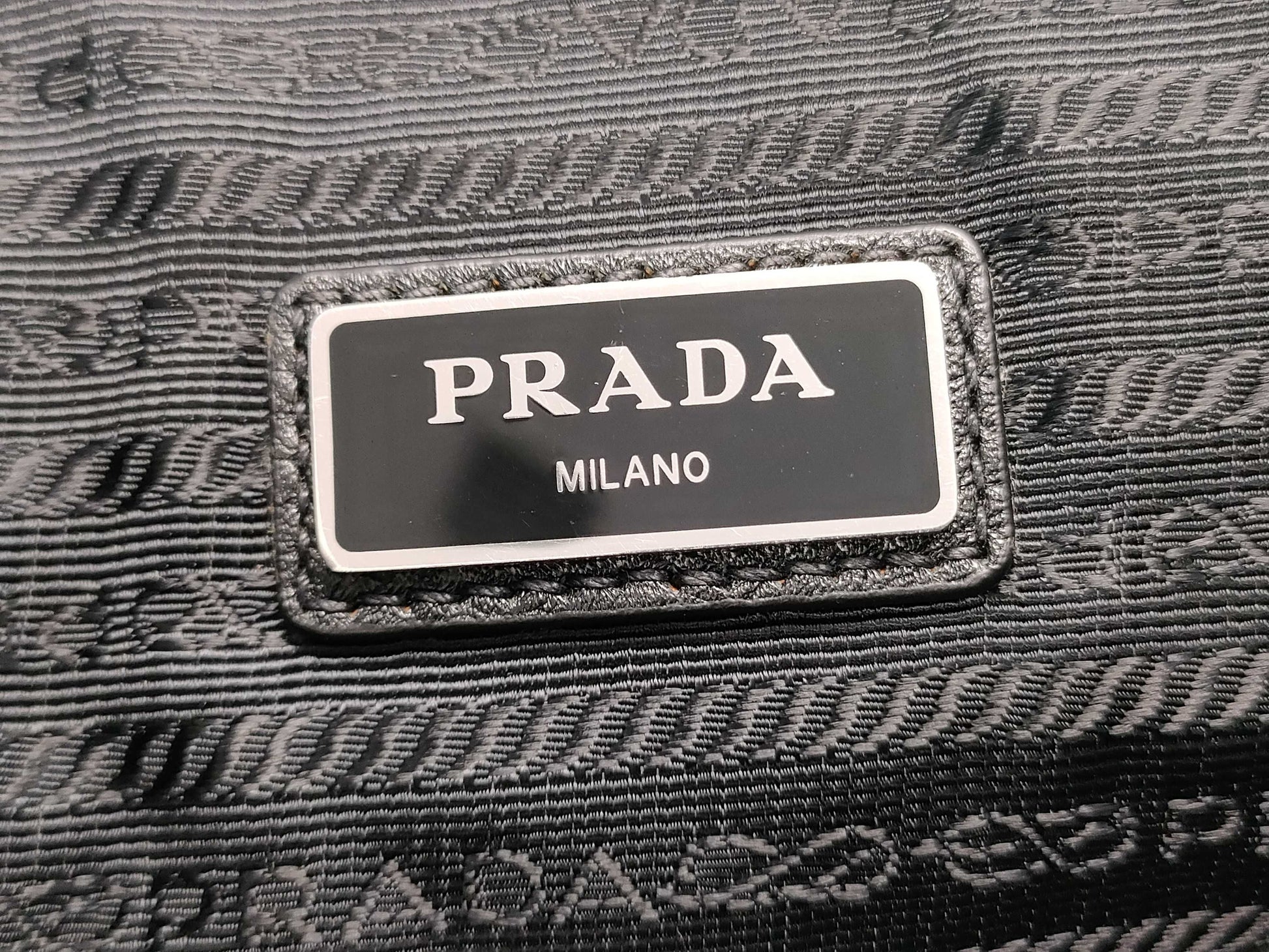 PRADA Triangle Plate Clutch Bag Black Clutch Bag