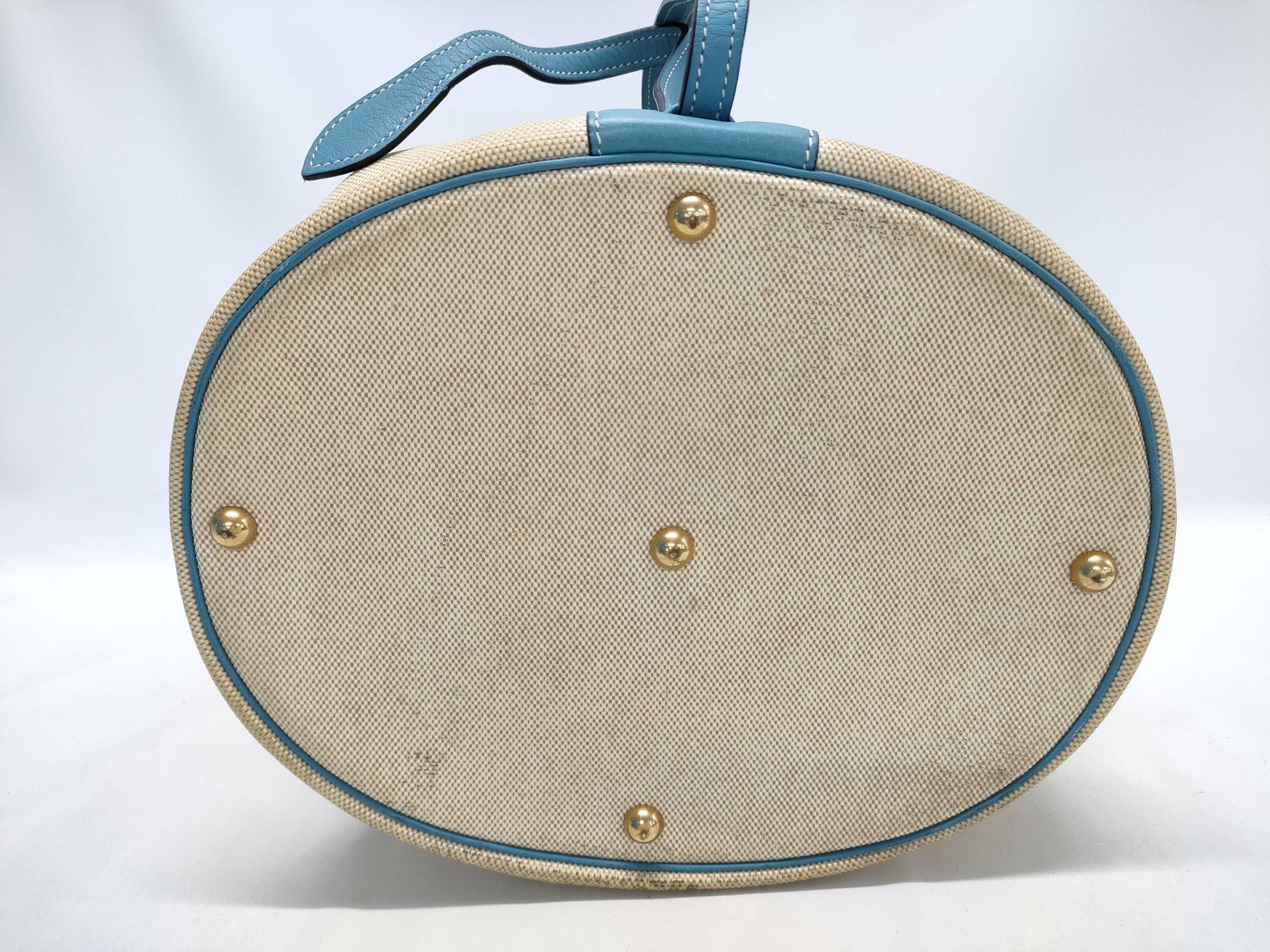 HERMES Intercity Toile H x Taurillon Clemence Blue Jean Vanity Bag with D Stamp