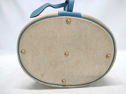 HERMES Intercity Toile H x Taurillon Clemence Blue Jean Vanity Bag with D Stamp