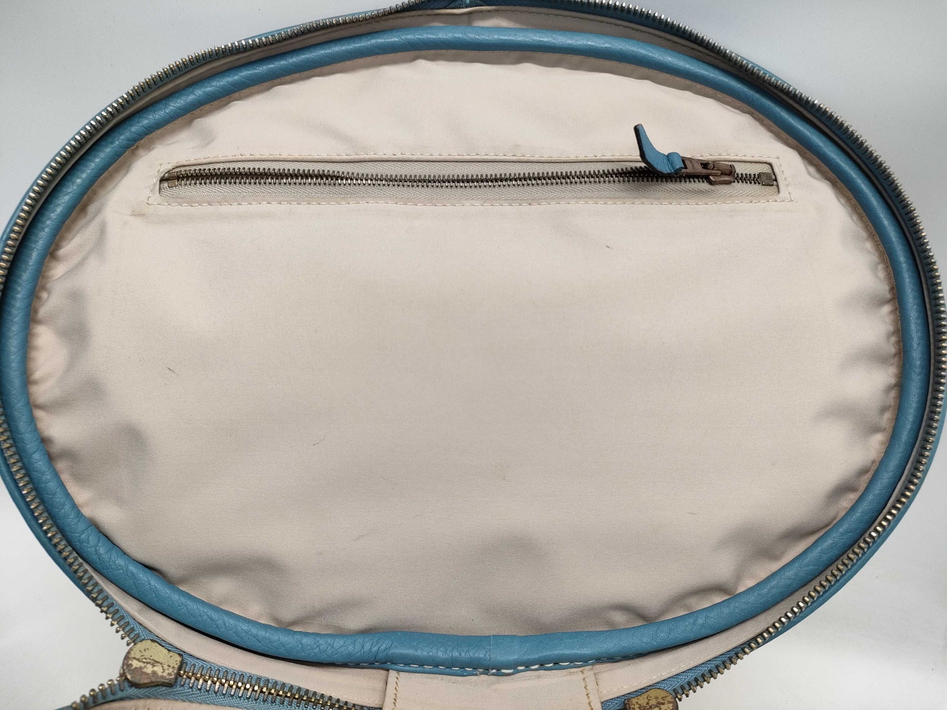 HERMES Intercity Toile H x Taurillon Clemence Blue Jean Vanity Bag with D Stamp