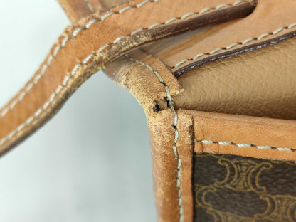 CELINE M90 Shoulder Bag, Macadam Pattern Leather, Brown