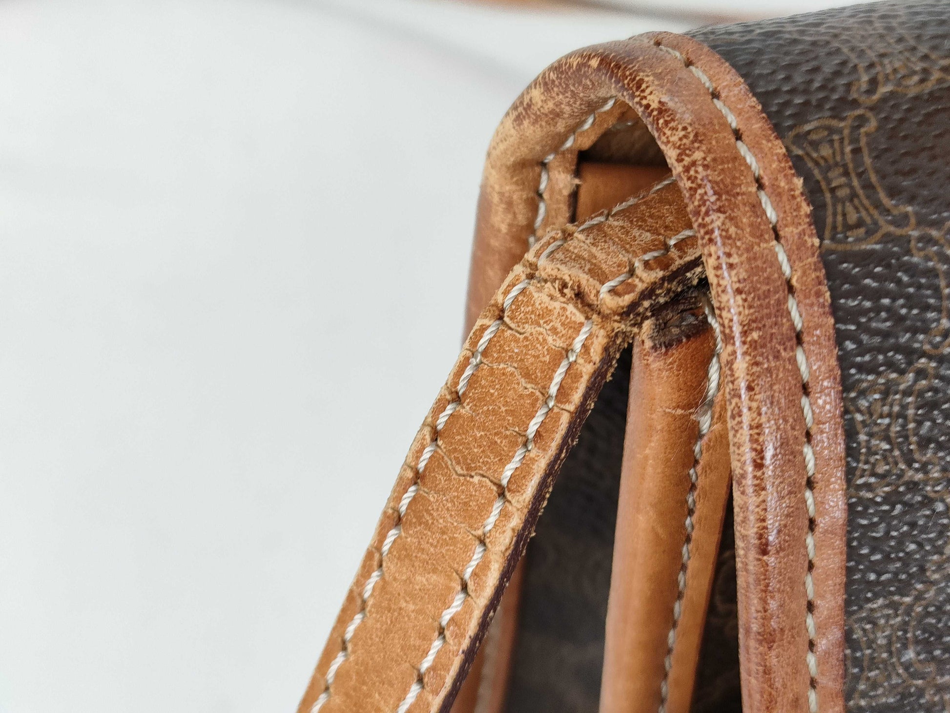 CELINE M90 Shoulder Bag, Macadam Pattern Leather, Brown