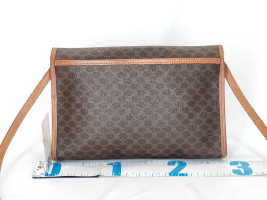 CELINE M90 Shoulder Bag, Macadam Pattern Leather, Brown