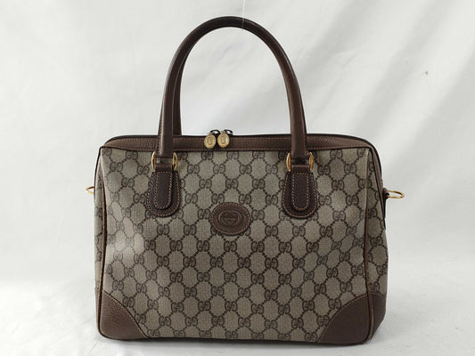 GUCCI GG Supreme Gucci 002.25.0167 Handbag Mini Boston Bag Old Gucci GG Supreme Leather Beige Brown Handbag