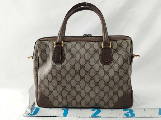 GUCCI GG Supreme Gucci 002.25.0167 Handbag Mini Boston Bag Old Gucci GG Supreme Leather Beige Brown Handbag