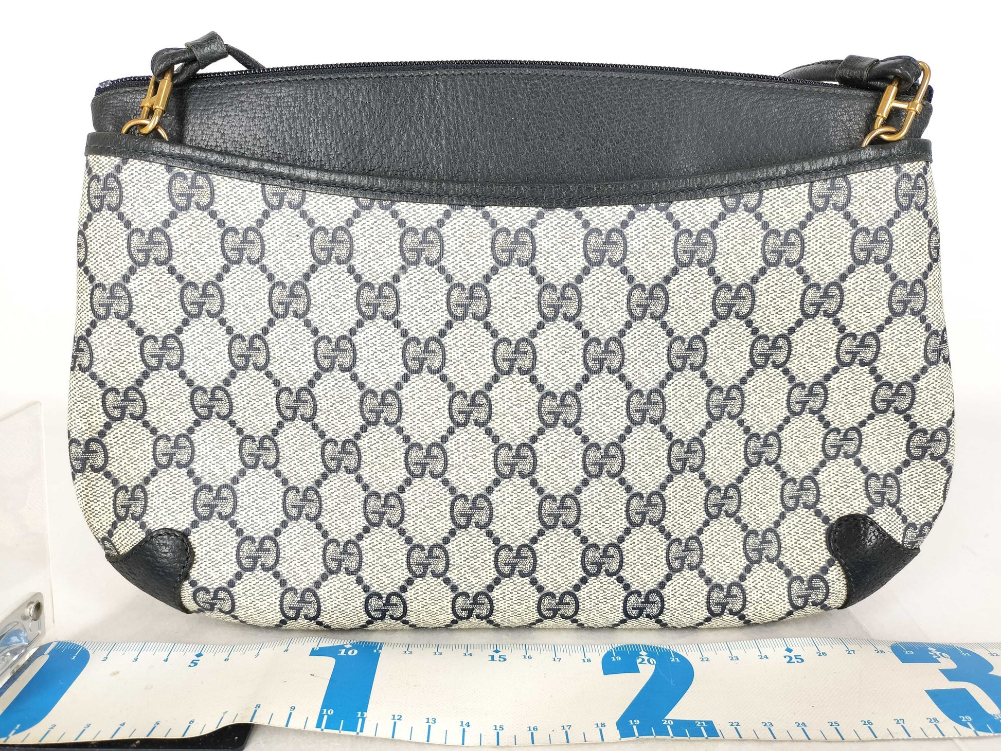 GUCCI Old Gucci 904.02.026 Shoulder Bag Old Gucci Sherry Line GG Supreme Leather Beige Navy Shoulder Bag