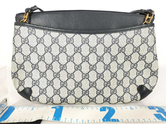 GUCCI Old Gucci 904.02.026 Shoulder Bag Old Gucci Sherry Line GG Supreme Leather Beige Navy Shoulder Bag