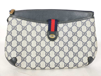 GUCCI Old Gucci 904.02.026 Shoulder Bag Old Gucci Sherry Line GG Supreme Leather Beige Navy Shoulder Bag