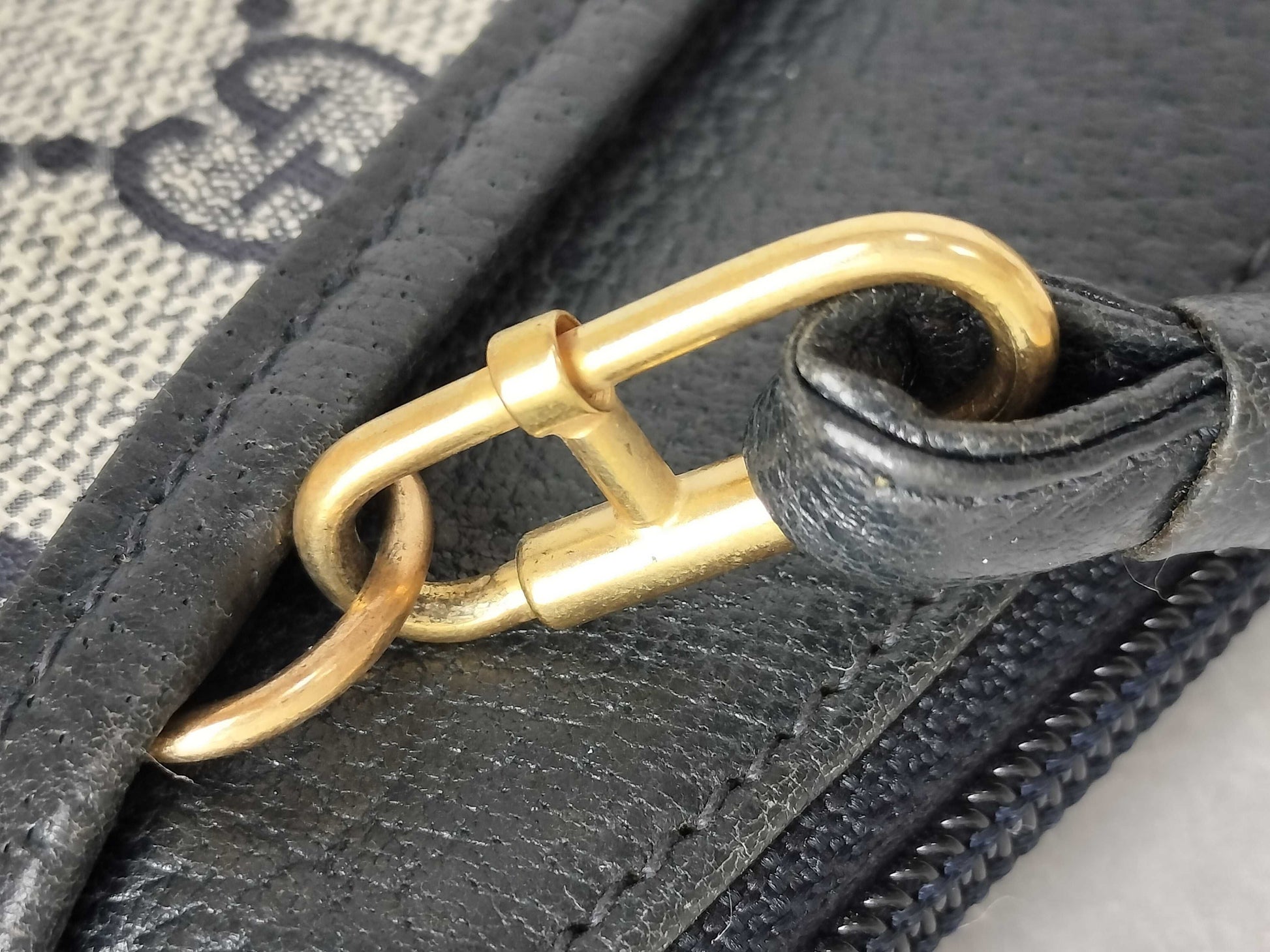 GUCCI Old Gucci 904.02.026 Shoulder Bag Old Gucci Sherry Line GG Supreme Leather Beige Navy Shoulder Bag