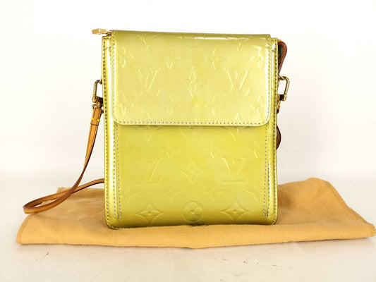 LOUIS VUITTON M91030 Vernis Louis Vuitton M91030 Shoulder Bag Motto Vernis Lime Yellow Shoulder Bag