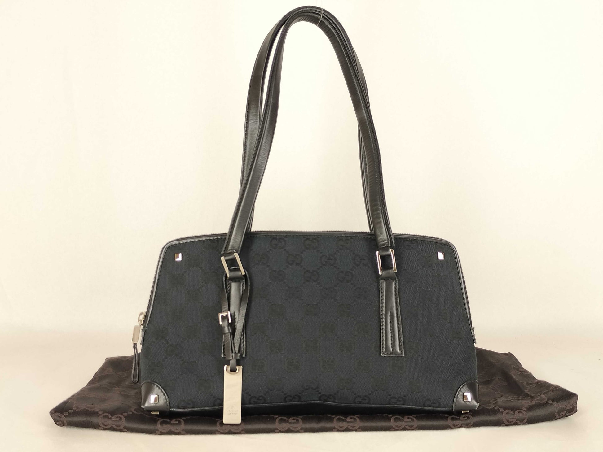 GUCCI GG Canvas Gucci 001.4283 Shoulder Bag Handbag GG Canvas Leather Black Shoulder Bag