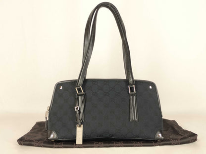 GUCCI GG Canvas Gucci 001.4283 Shoulder Bag Handbag GG Canvas Leather Black Shoulder Bag