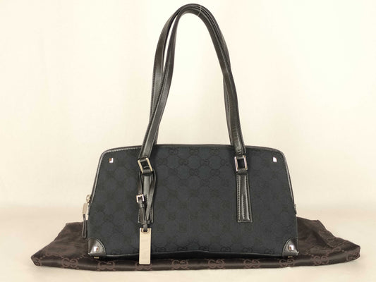 GUCCI GG Canvas Gucci 001.4283 Shoulder Bag Handbag GG Canvas Leather Black Shoulder Bag