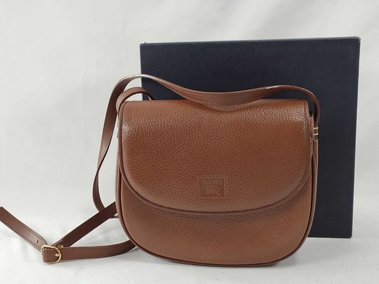 Burberrys Nova Check Leather Shoulder Bag Pochette Brown