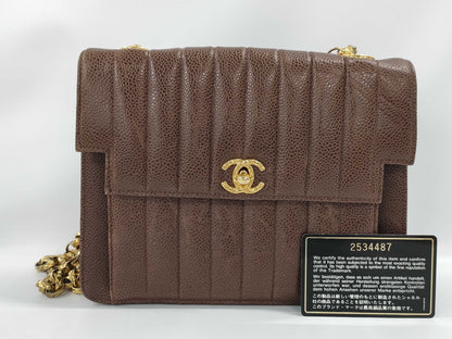CHANEL Mademoiselle Caviar Leather Brown Chain Shoulder Bag 2534487