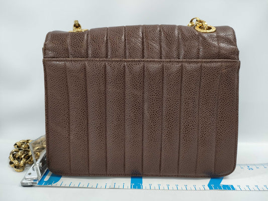 CHANEL Mademoiselle Caviar Leather Brown Chain Shoulder Bag 2534487
