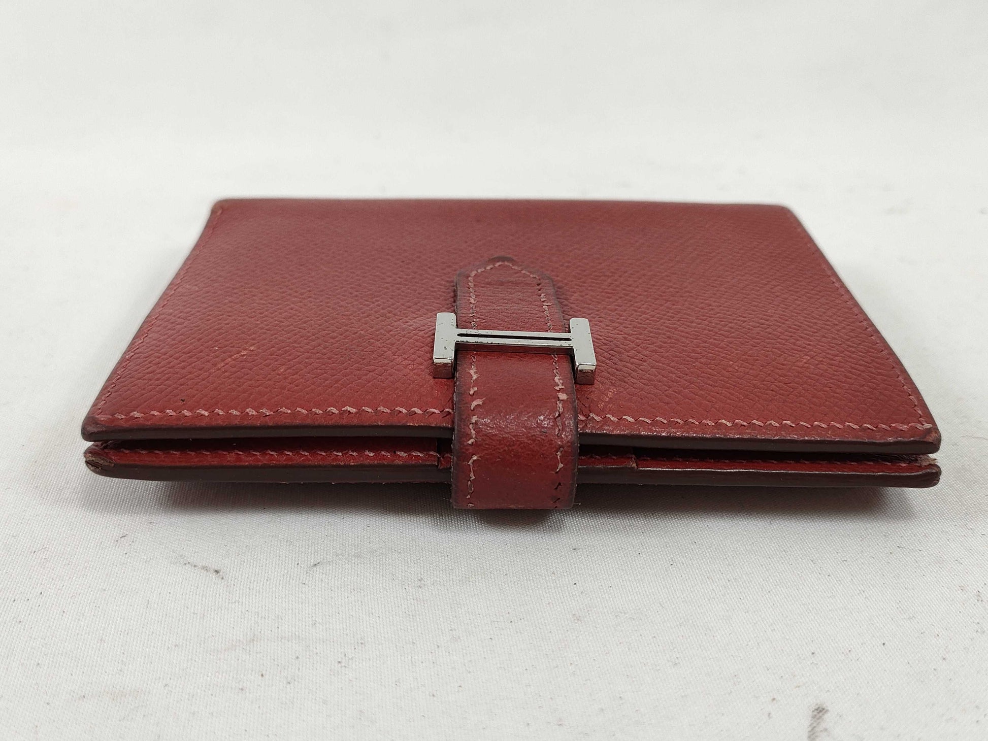 HERMES Bearn Bearn Compact Epson □I Red Wallet