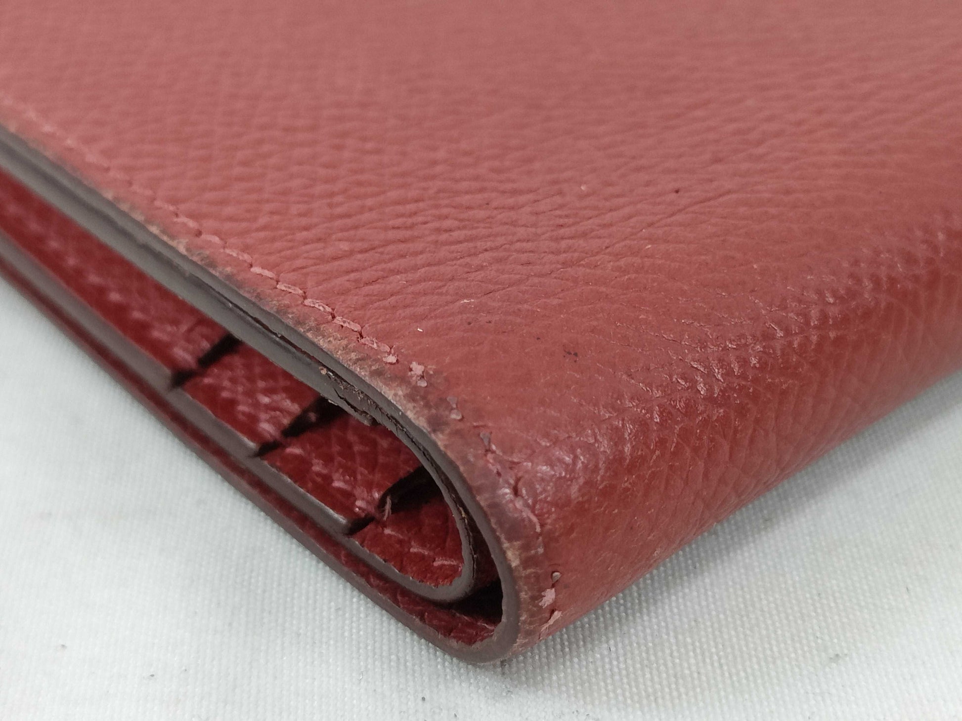 HERMES Bearn Bearn Compact Epson □I Red Wallet