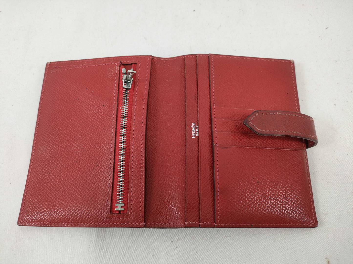 HERMES Bearn Bearn Compact Epson □I Red Wallet