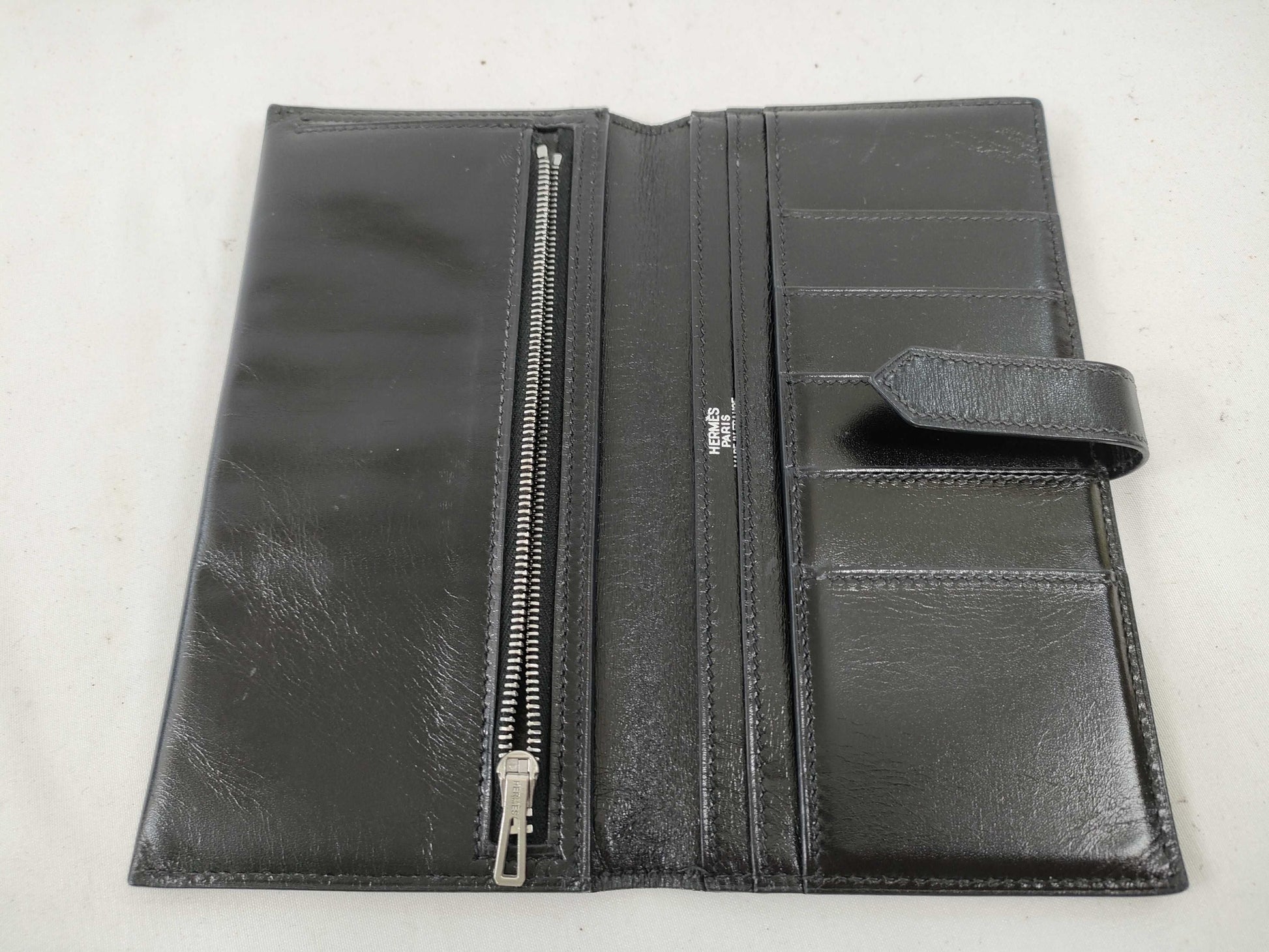 HERMES Bearn Bearn Box Calf Black □E Wallet