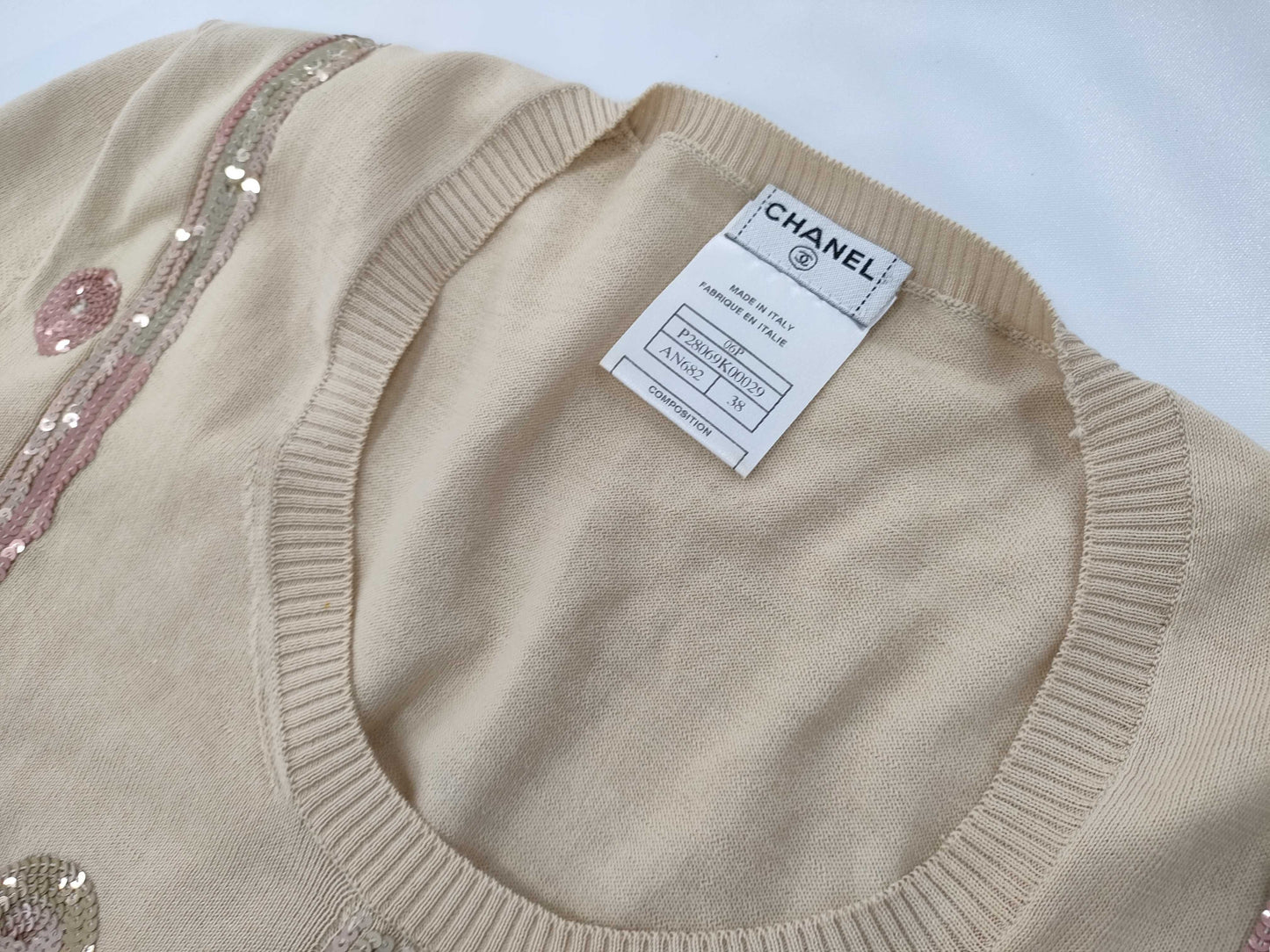 CHANEL Sequined Short Sleeve Top Size 38 P28069K00029 Tops