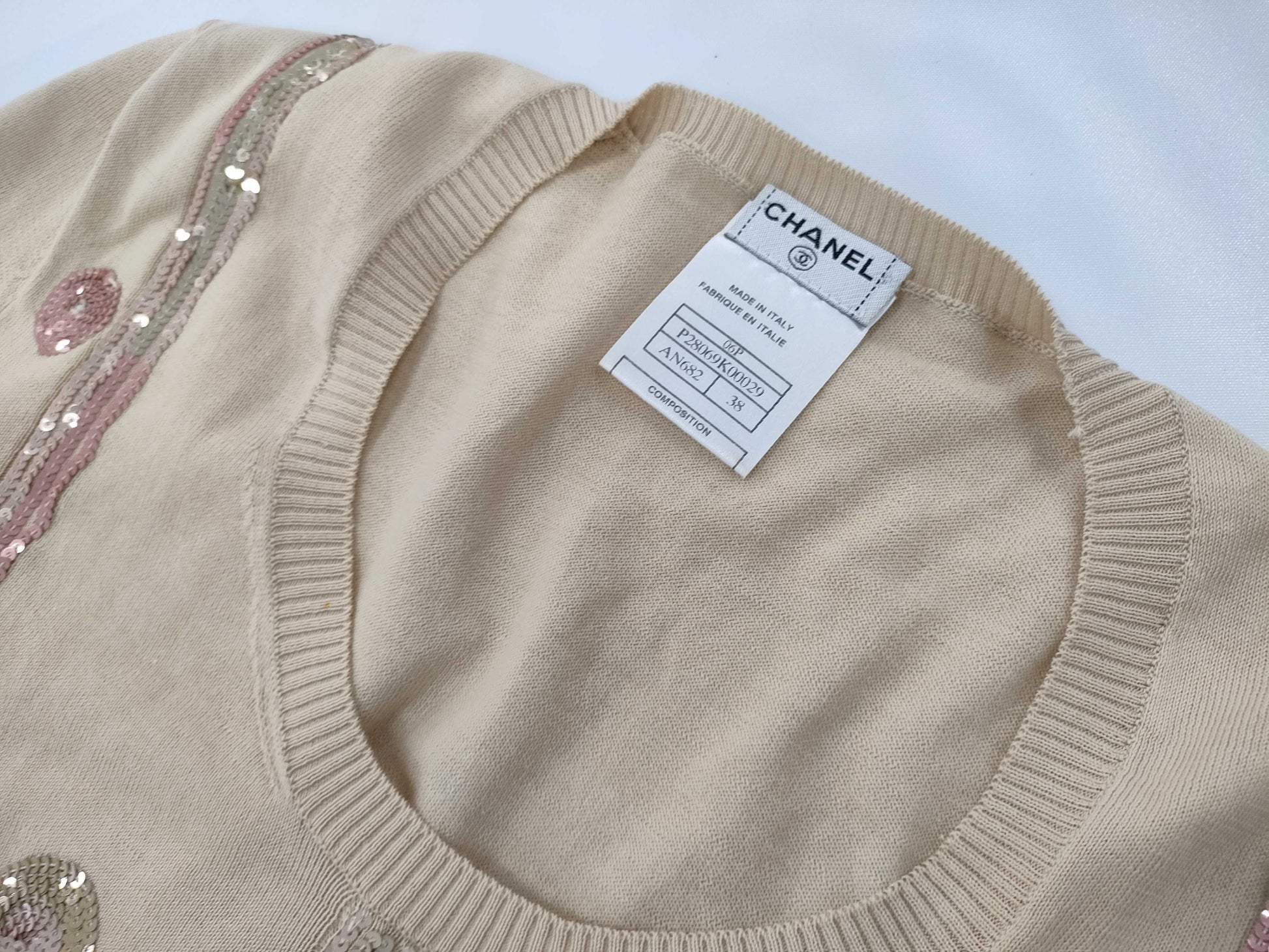 CHANEL Sequined Short Sleeve Top Size 38 P28069K00029 Tops