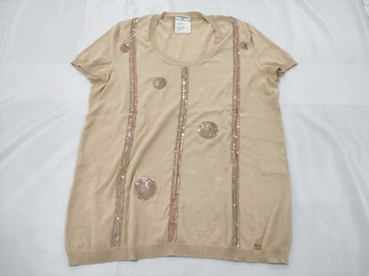 CHANEL Sequined Short Sleeve Top Size 38 P28069K00029 Tops