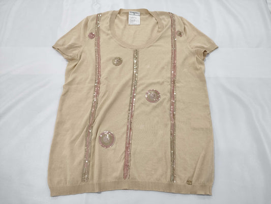 CHANEL Sequined Short Sleeve Top Size 38 P28069K00029 Tops