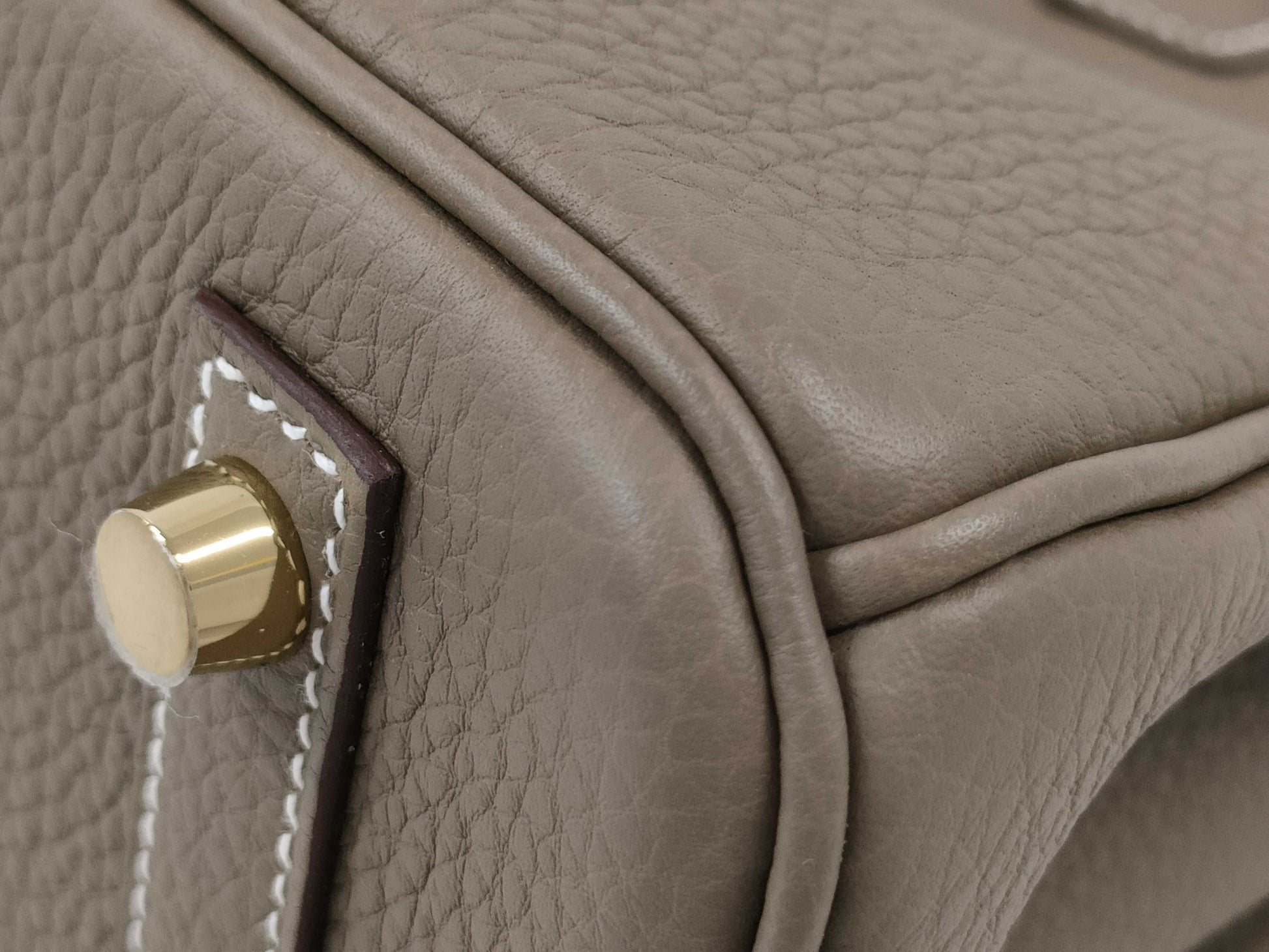 HERMES Birkin 30 Etoupe Handbag with Gold Hardware, Togo Double Stamp, Complete