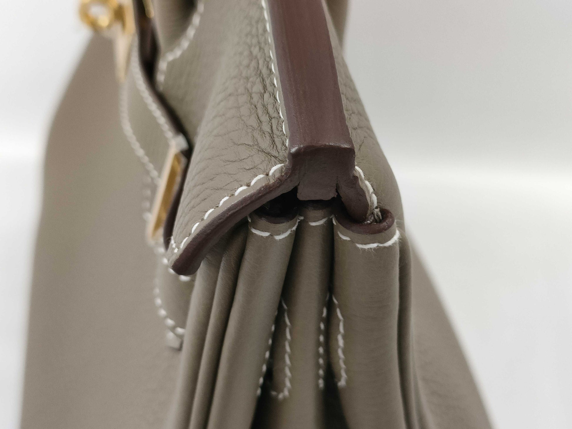 HERMES Birkin 30 Etoupe Handbag with Gold Hardware, Togo Double Stamp, Complete