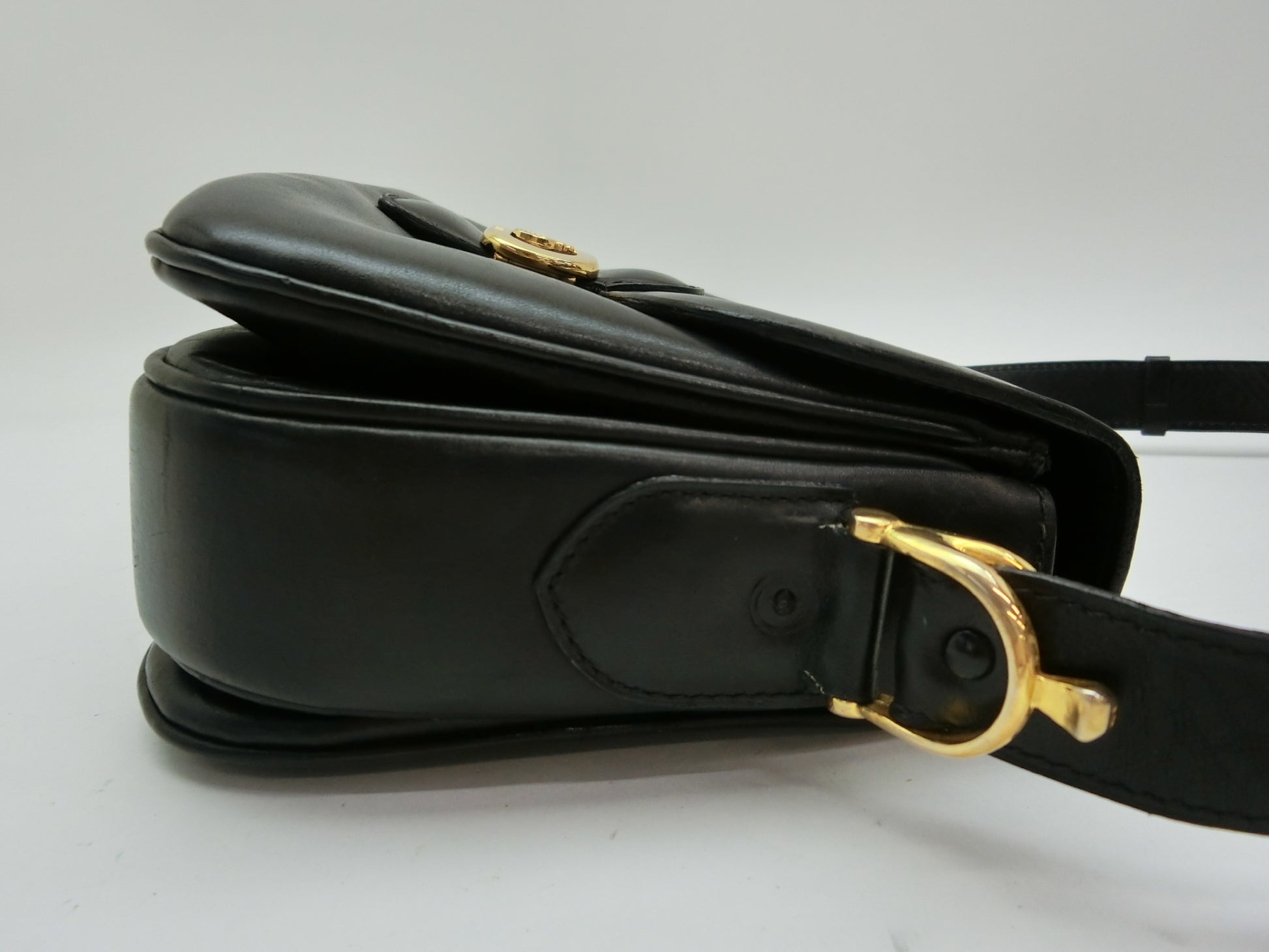 CELINE Leather Shoulder Bag with Carriage Hardware