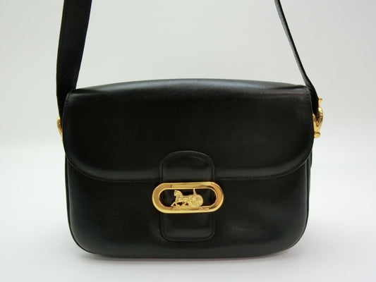 CELINE Leather Shoulder Bag with Carriage Hardware