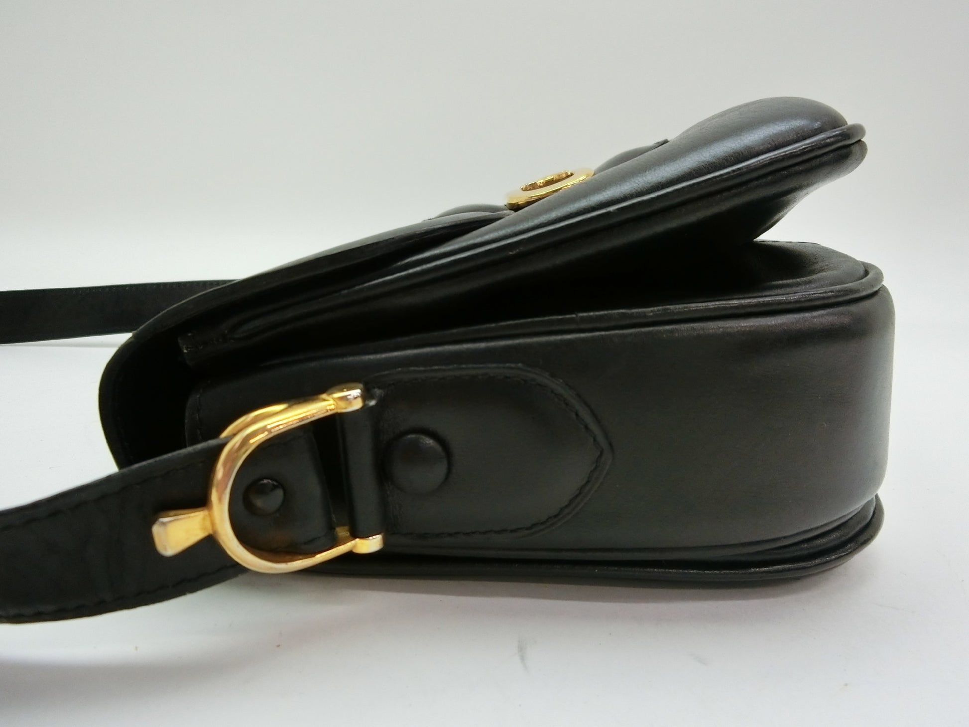 CELINE Leather Shoulder Bag with Carriage Hardware