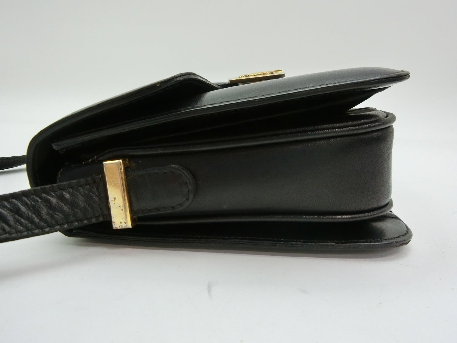 CELINE Leather Shoulder Bag with Carriage Hardware